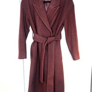 COS Belted Wool Coat in Burgundy